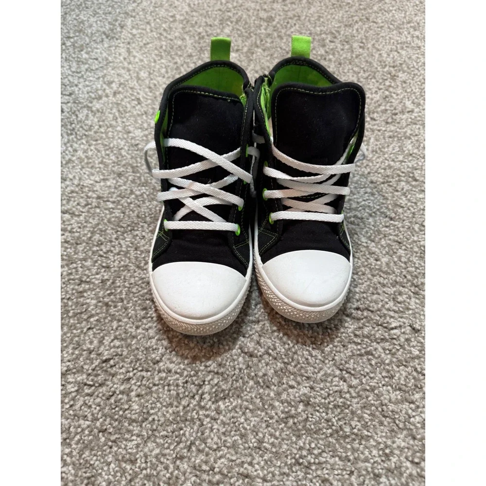 Minecraft Creeper Kids High Top Sneakers Black Green Youth Size 1